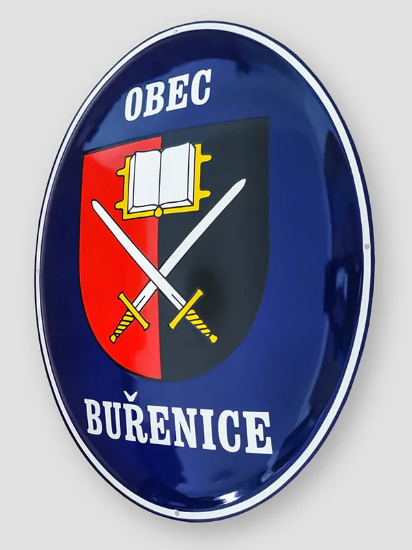smaltovaná oválná cedule Buřenice